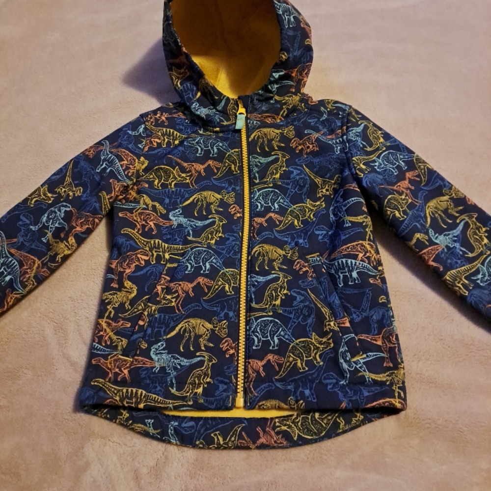 Cat & Jack Yellow Fleece Jacket with Dinosaur Accents
